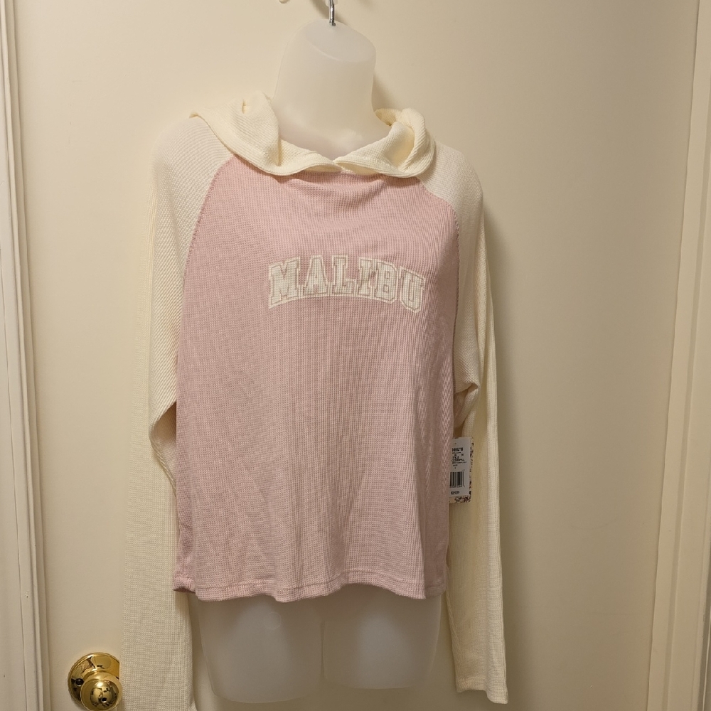 Pink Republic Pink and Cream Hoodie